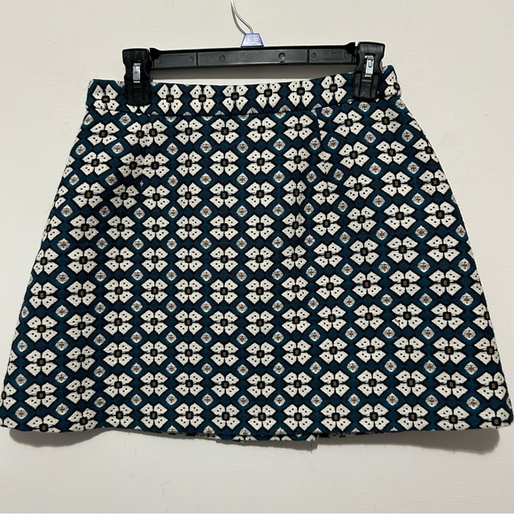 Zara Daisy Jacquard Woven Mini Skirt A-Line M blue Quilted Look Embroidered M - Picture 8 of 8